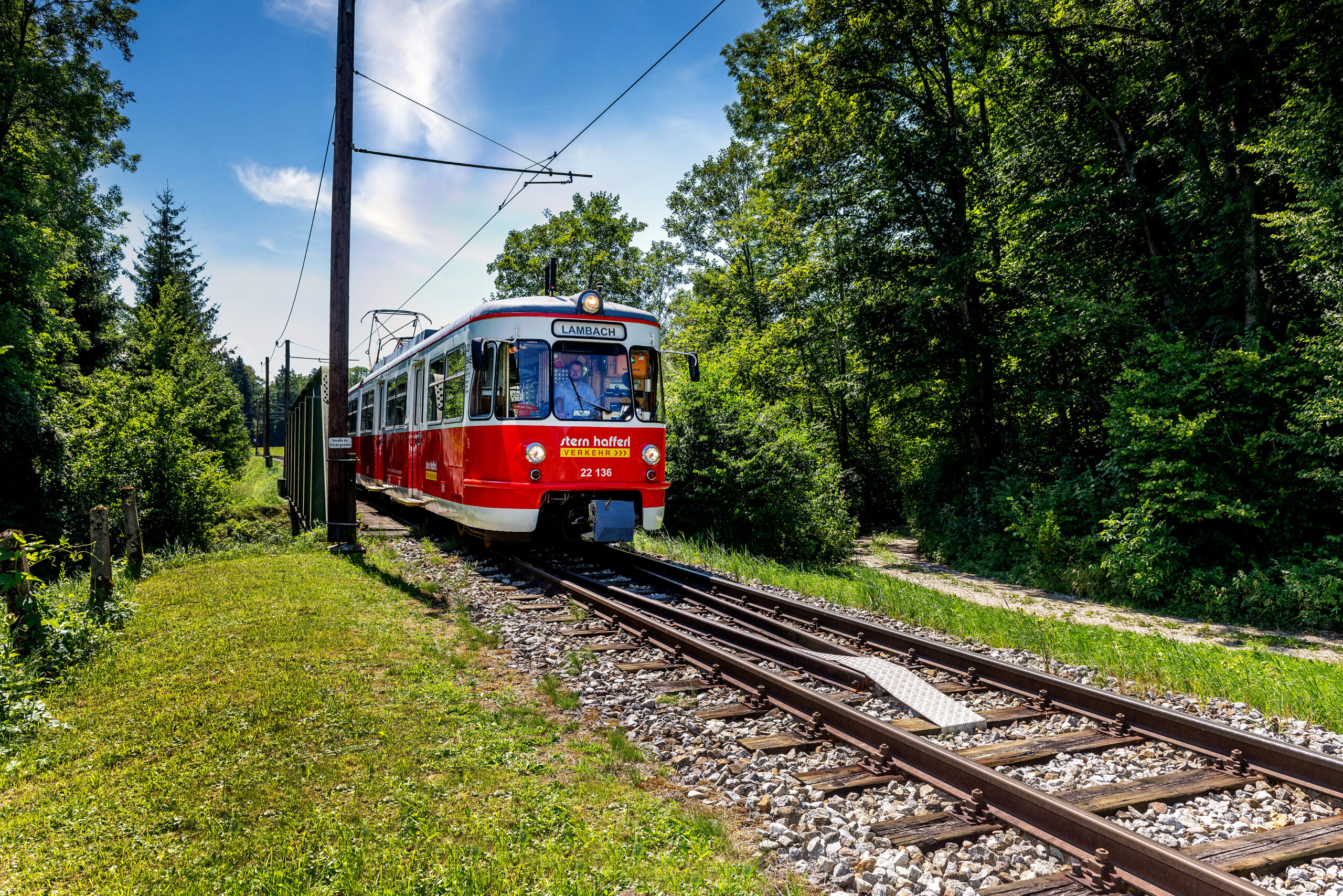 Die Vorchdorferbahn fährt durch einen Wald